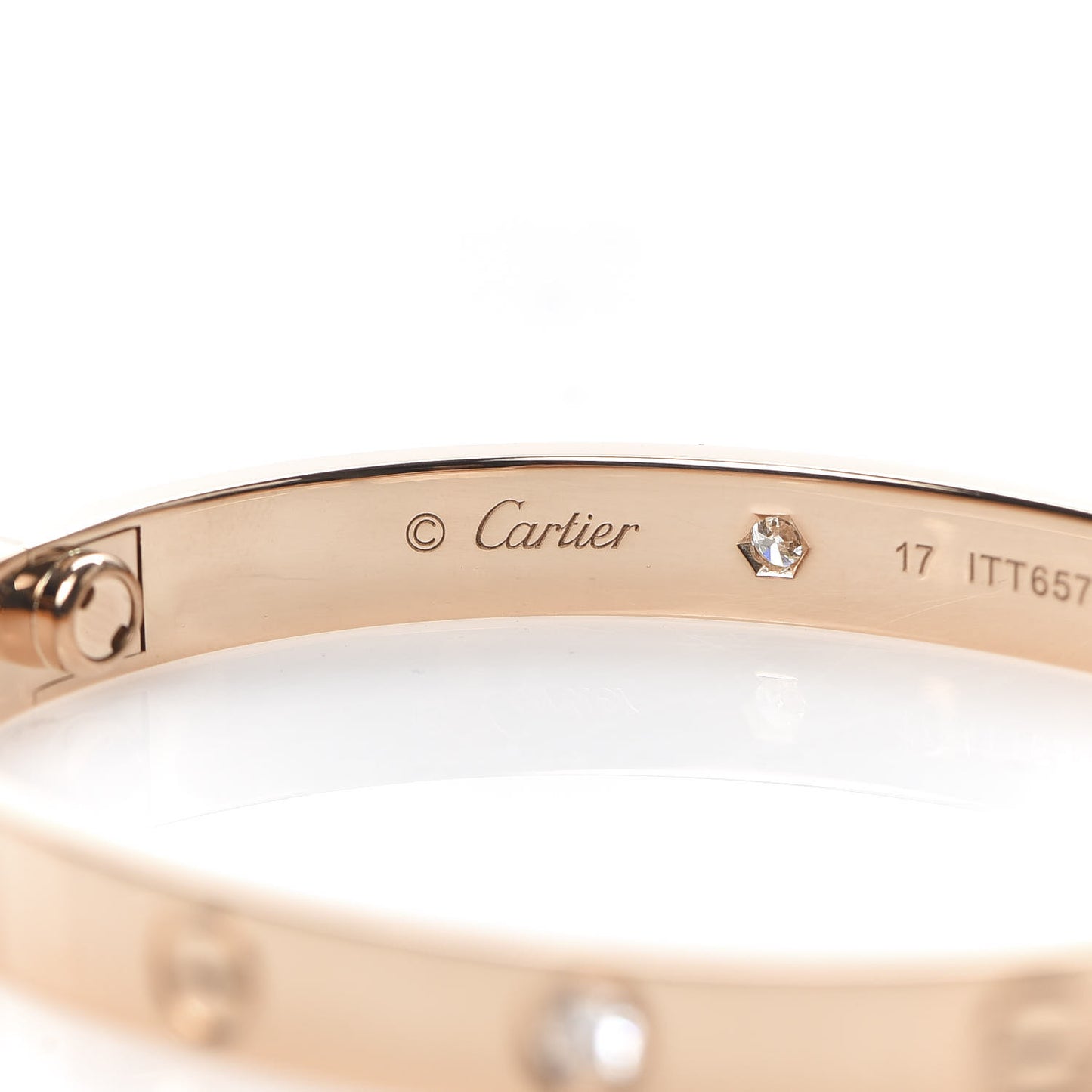 18K Pink Gold 4 Diamond LOVE Bracelet 17