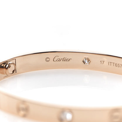 Cartier 18K Pink Gold 4 Diamond LOVE Bracelet 17 5 of 6