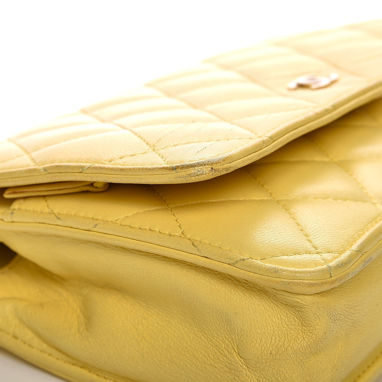 Chanel Lambskin Quilted Wallet on Chain WOC Yellow 17 of 21
