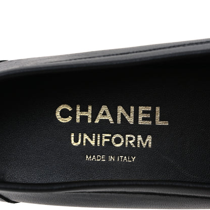 Chanel Calfskin Womens Stitched CC Loafers 38 Black 9 of 10