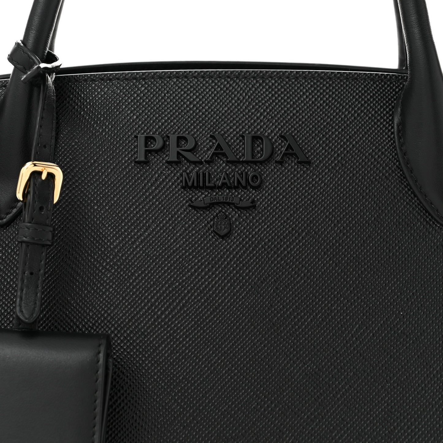 Saffiano Cuir Calfskin Small Monochrome Top Handle Tote Black