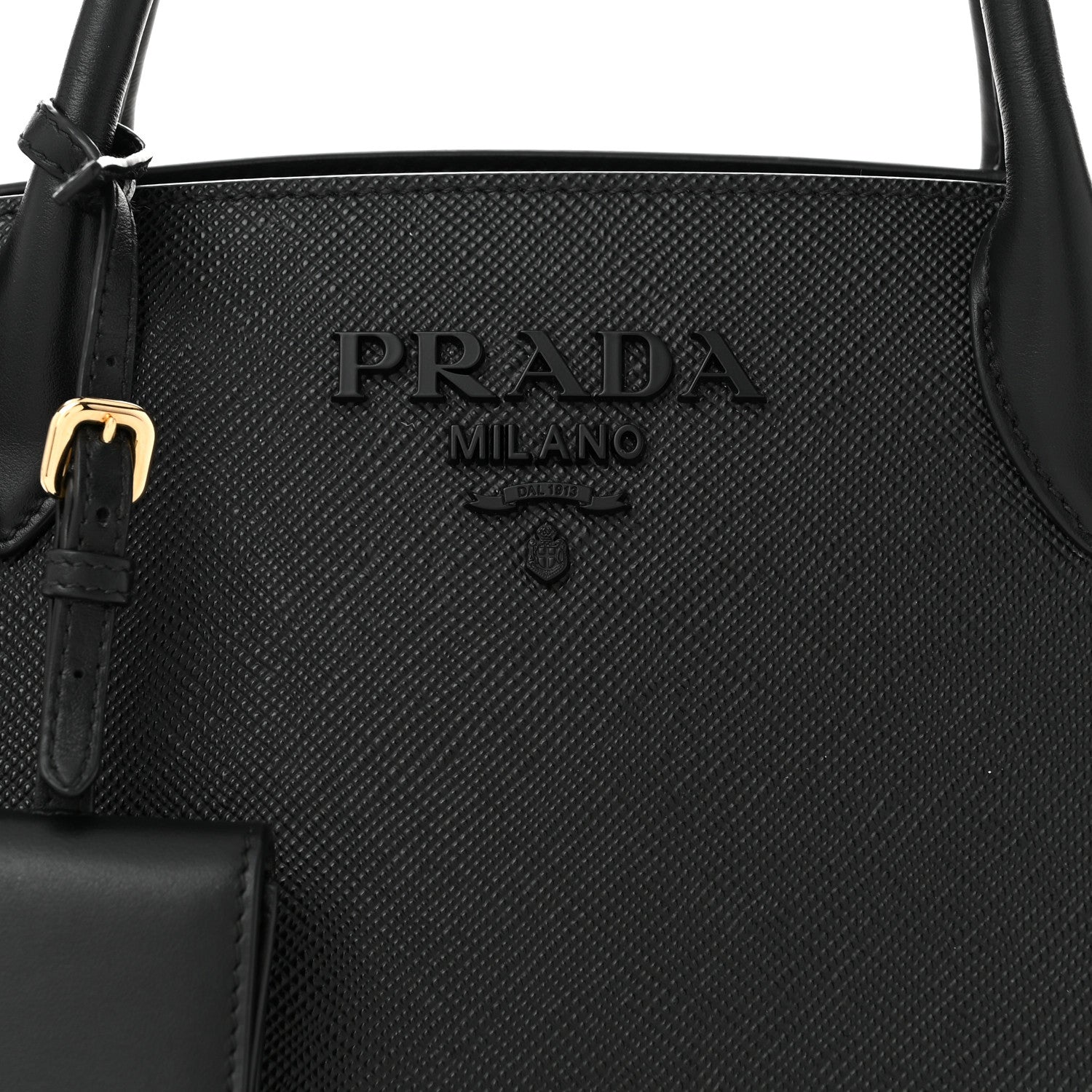 Prada Saffiano Cuir Calfskin Small Monochrome Top Handle Tote Black 7 of 9
