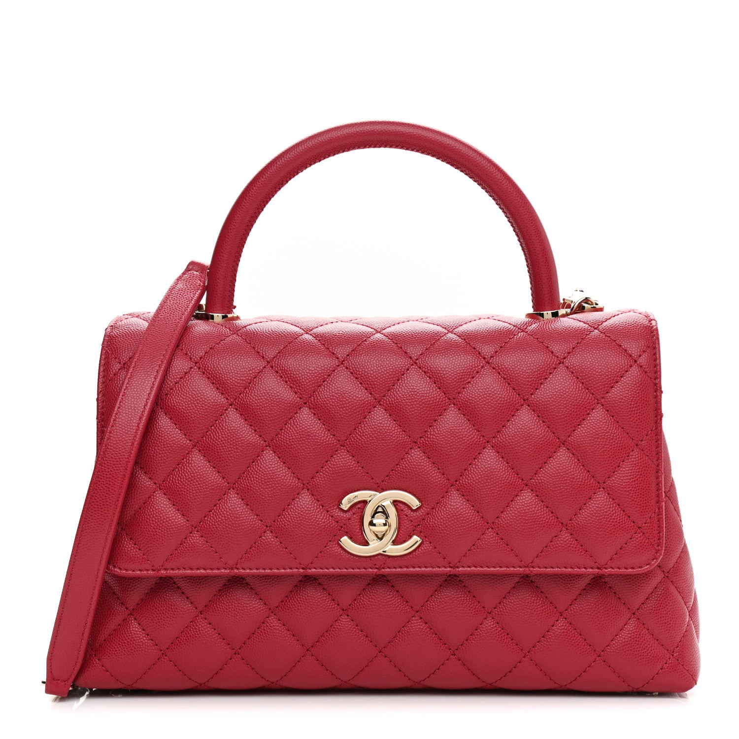 Chanel Caviar Quilted Small Coco Handle Flap Dark Pink 1 of 10
