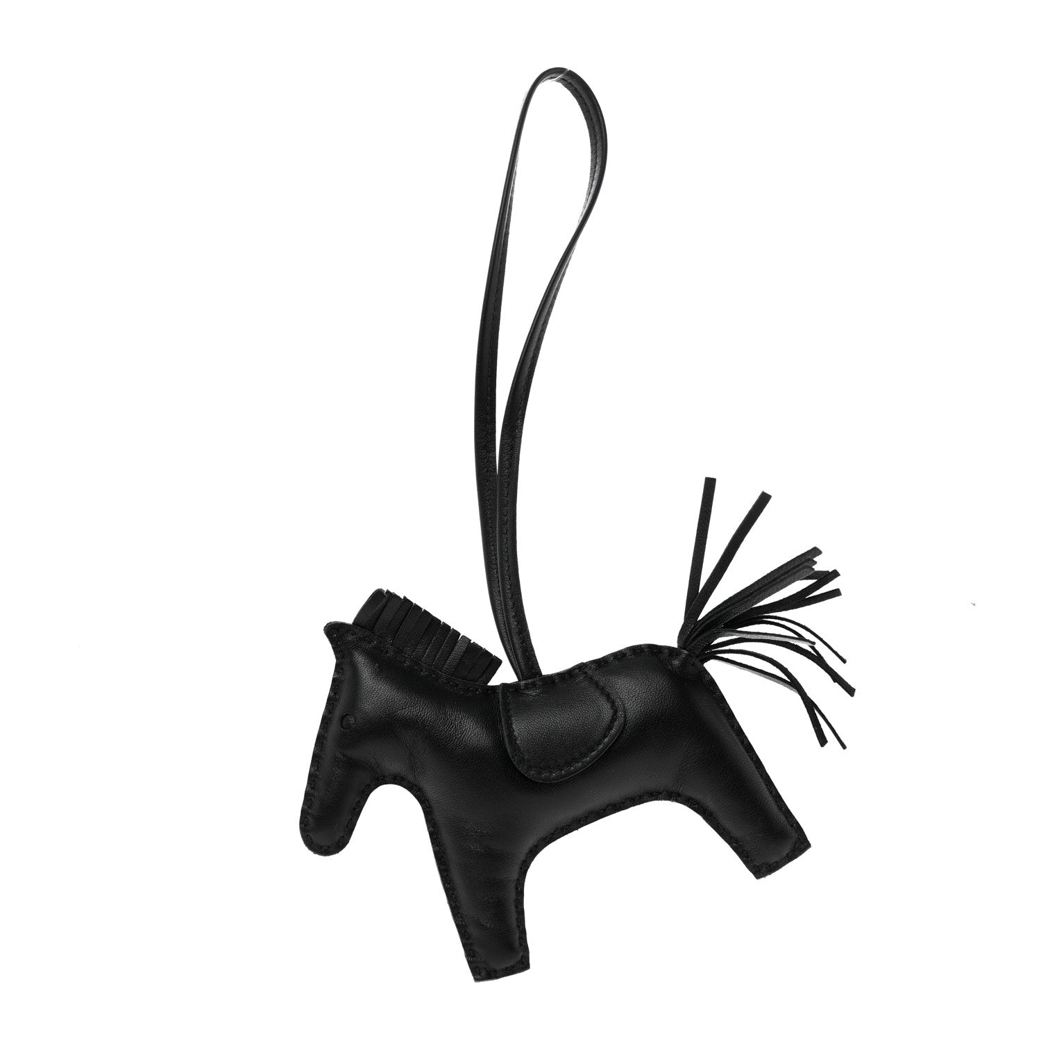 Hermes Milo Lambskin Grigri Rodeo Horse Bag Charm MM So Black 1 of 5