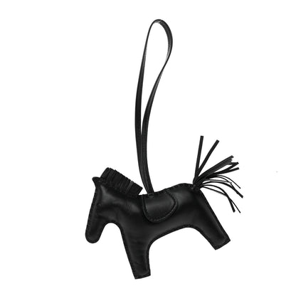 Hermes Milo Lambskin Grigri Rodeo Horse Bag Charm MM So Black 1 of 5