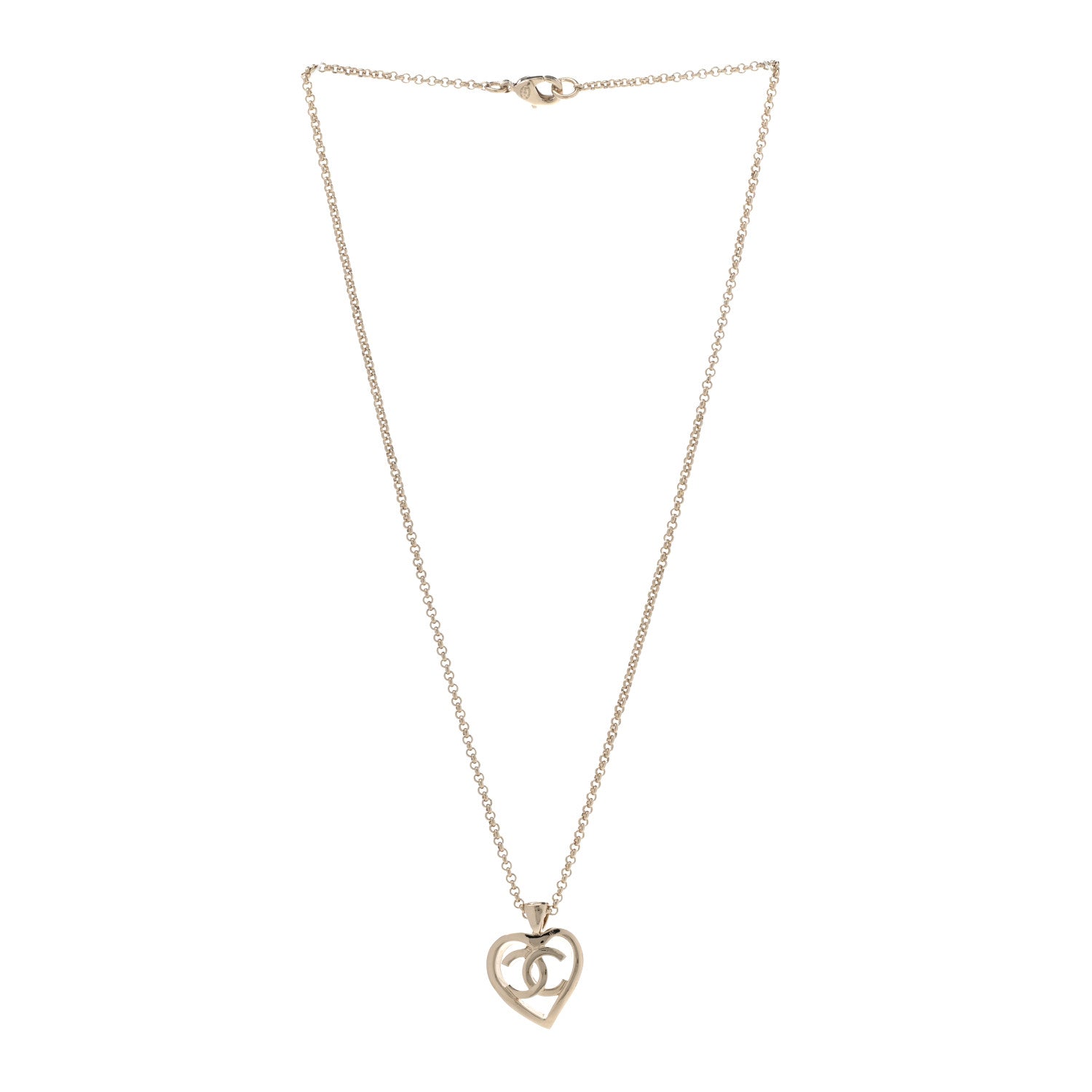 Chanel Metal CC Heart Coco Pendant Necklace Gold 3 of 7