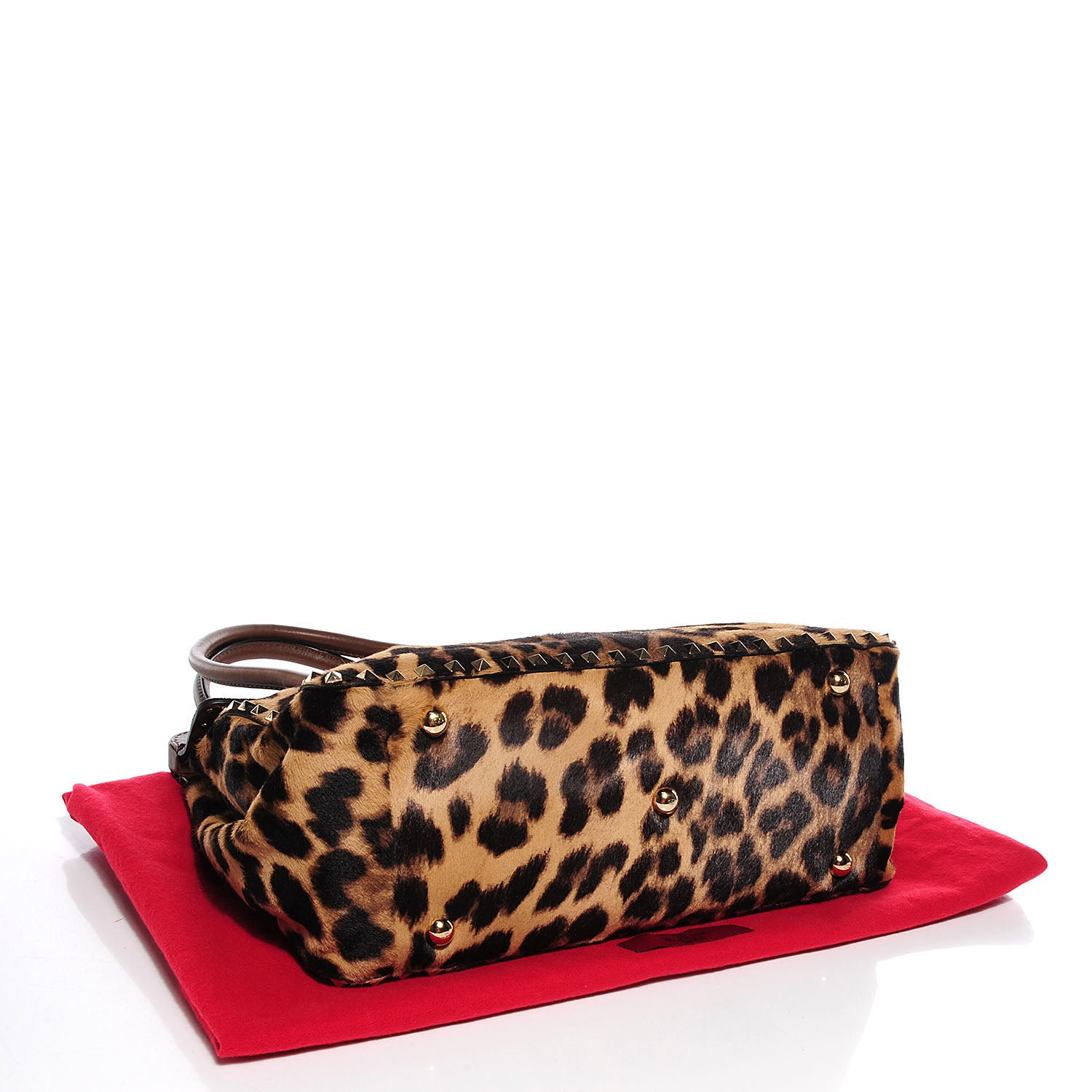 Valentino Garavani Calf Hair Leopard Print Rockstud Frame Handle Bag 4 of 7