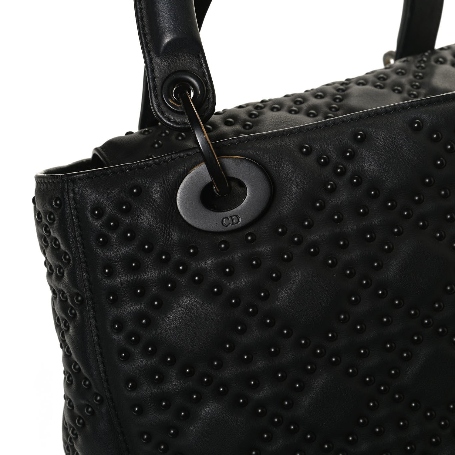 Christian Dior UItra Matte Calfskin Cannage Studded Medium Supple Lady Dior Black 10 of 16