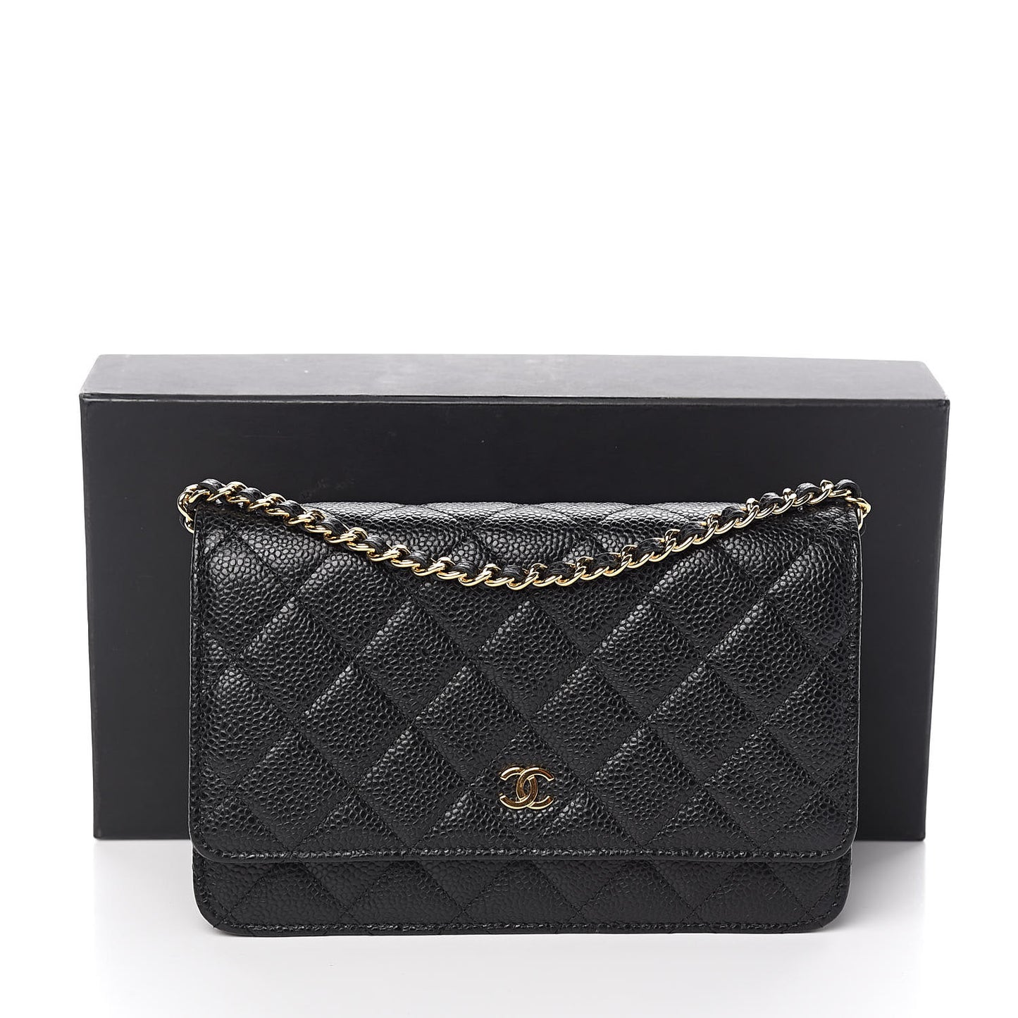 Caviar Quilted Wallet On Chain WOC Black
