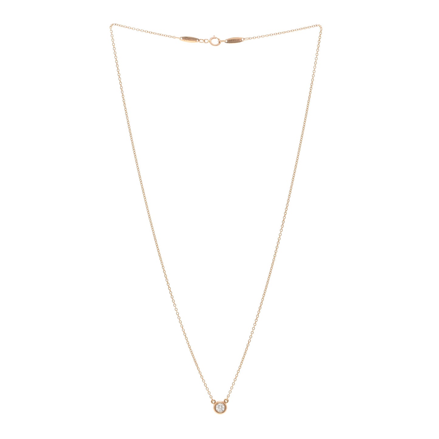 18K Rose Gold Diamond .17ct Elsa Peretti Diamonds by the Yard Pendant Necklace