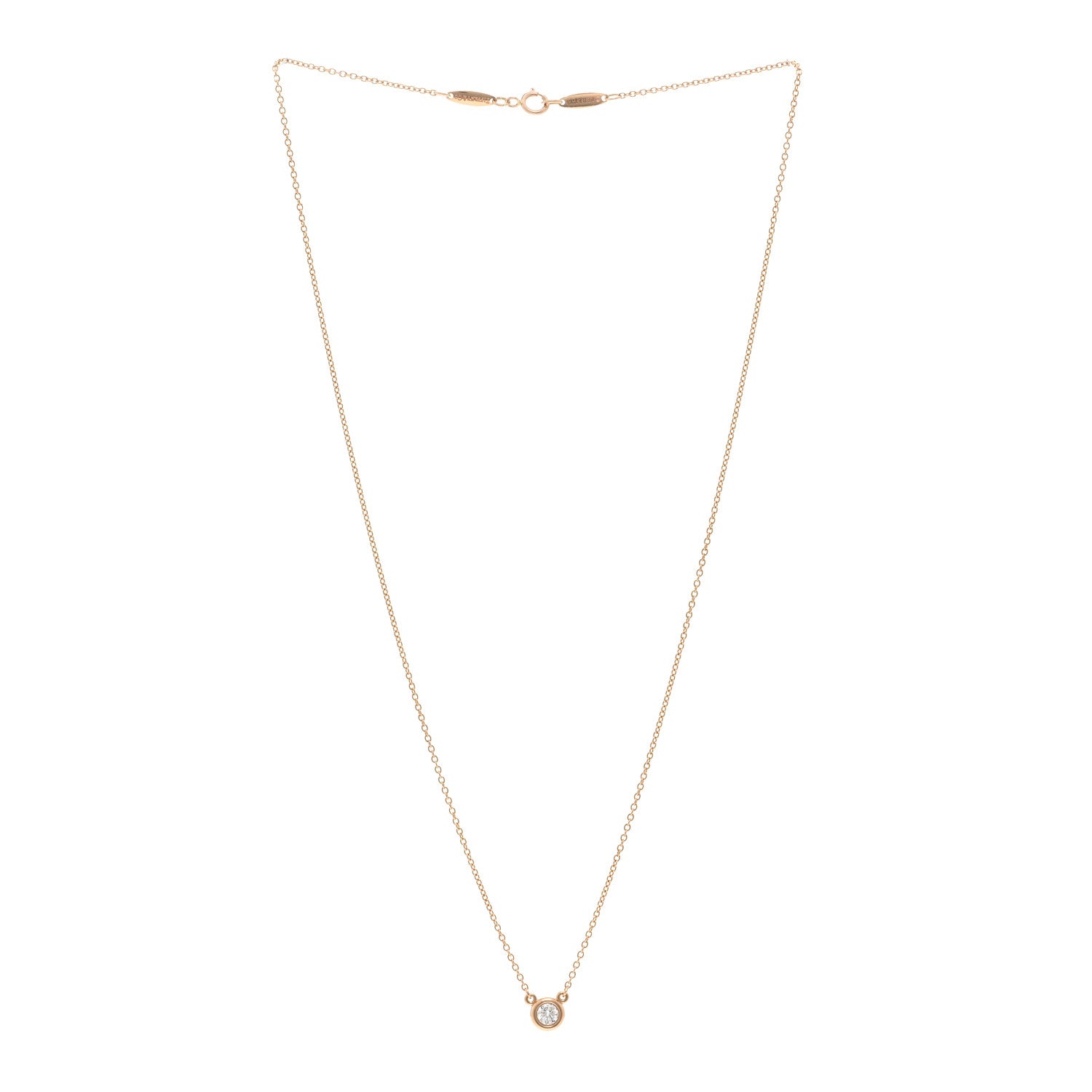Tiffany 18K Rose Gold Diamond .17ct Elsa Peretti Diamonds by the Yard Pendant Necklace 3 of 4