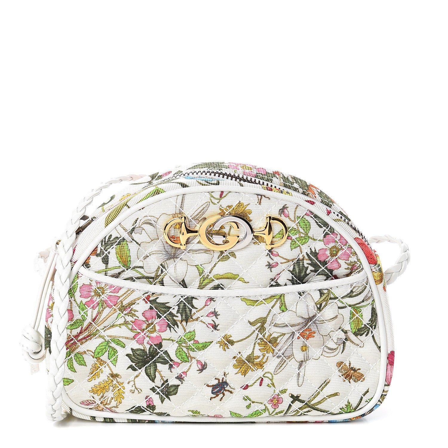 Gucci Canvas Flora Floral Trapuntata Mini Zumi Dome Shoulder Bag White 1 of 7