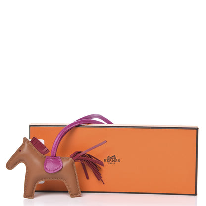 Hermes Milo Lambskin Grigri Rodeo Horse Bag Charm PM Gold Rubis Rose Poupre 4 of 4