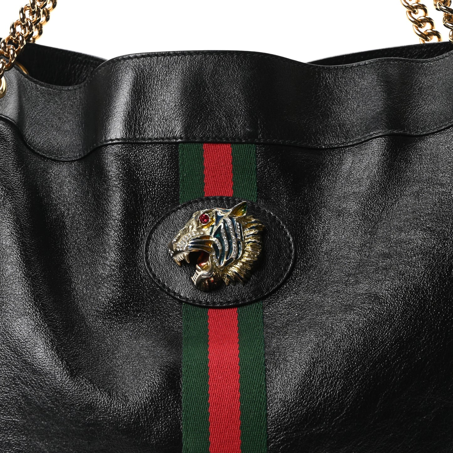 Calfskin Large Rajah Chain Tote Black