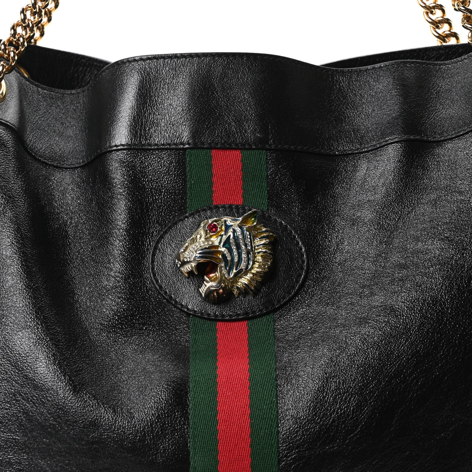 Gucci Calfskin Large Rajah Chain Tote Black 9 of 11