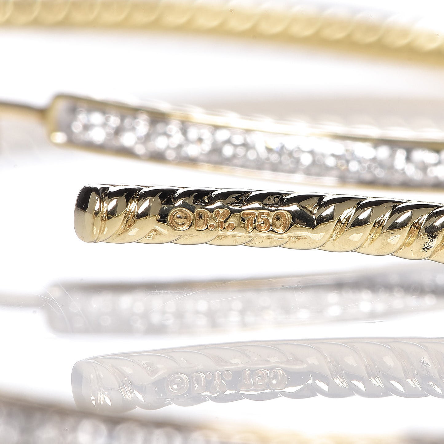 18K Yellow Gold Diamond Large Cable Hoop Earrings