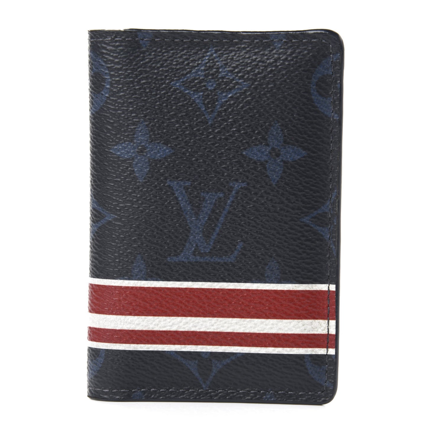 Monogram Pocket Organizer NM Cobalt Red Stripes