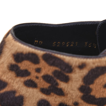 Saint Laurent Calfskin Calf Hair Leopard Print Lace Up Ankle Boots 36.5 10 of 11