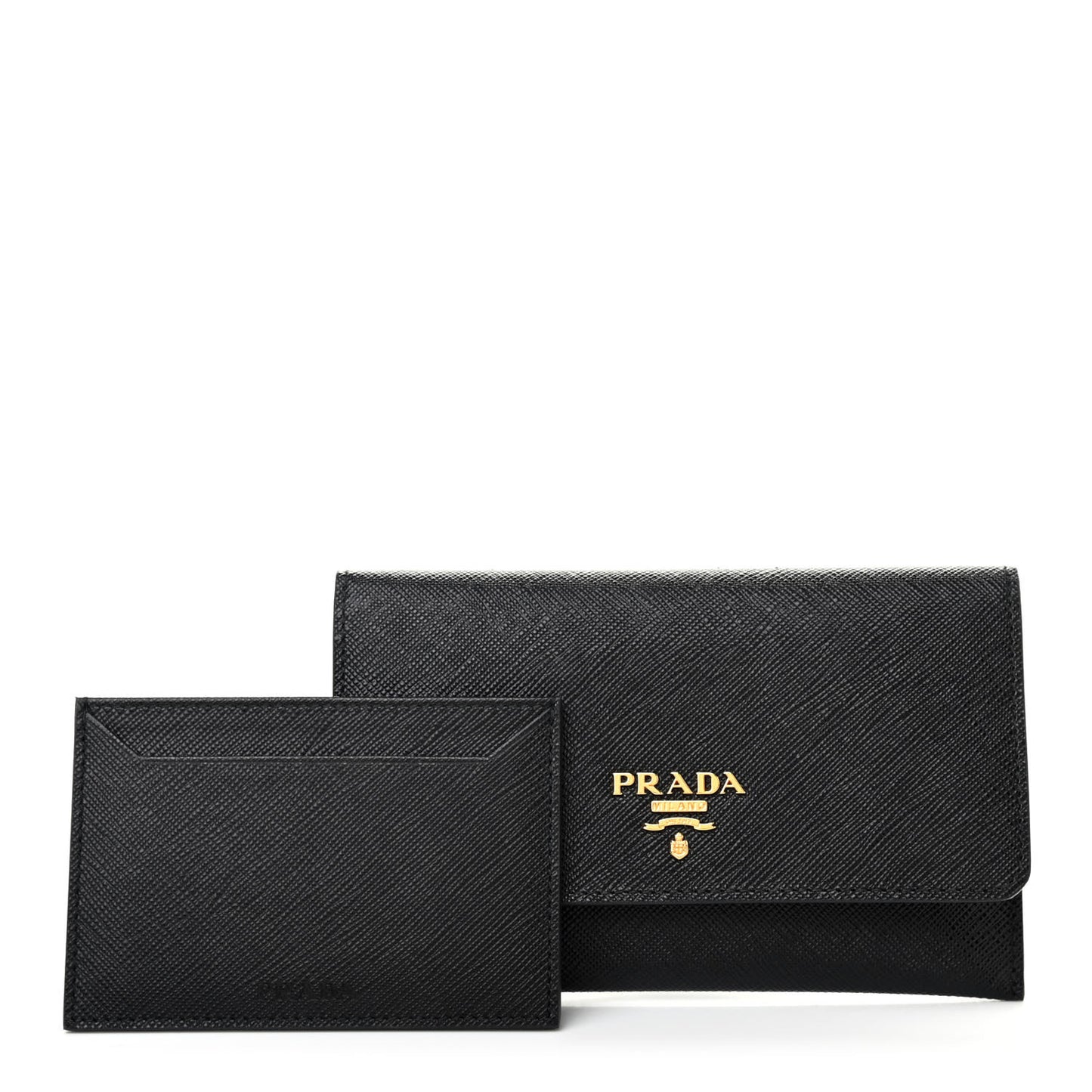 Saffiano Metal Flap Wallet Black