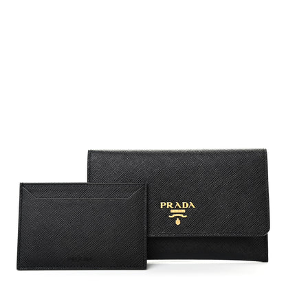 Prada Saffiano Metal Flap Wallet Black 1 of 8