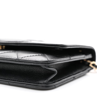Chanel Goatskin Quilted Timeless CC Wallet On Chain WOC Black 11 of 13