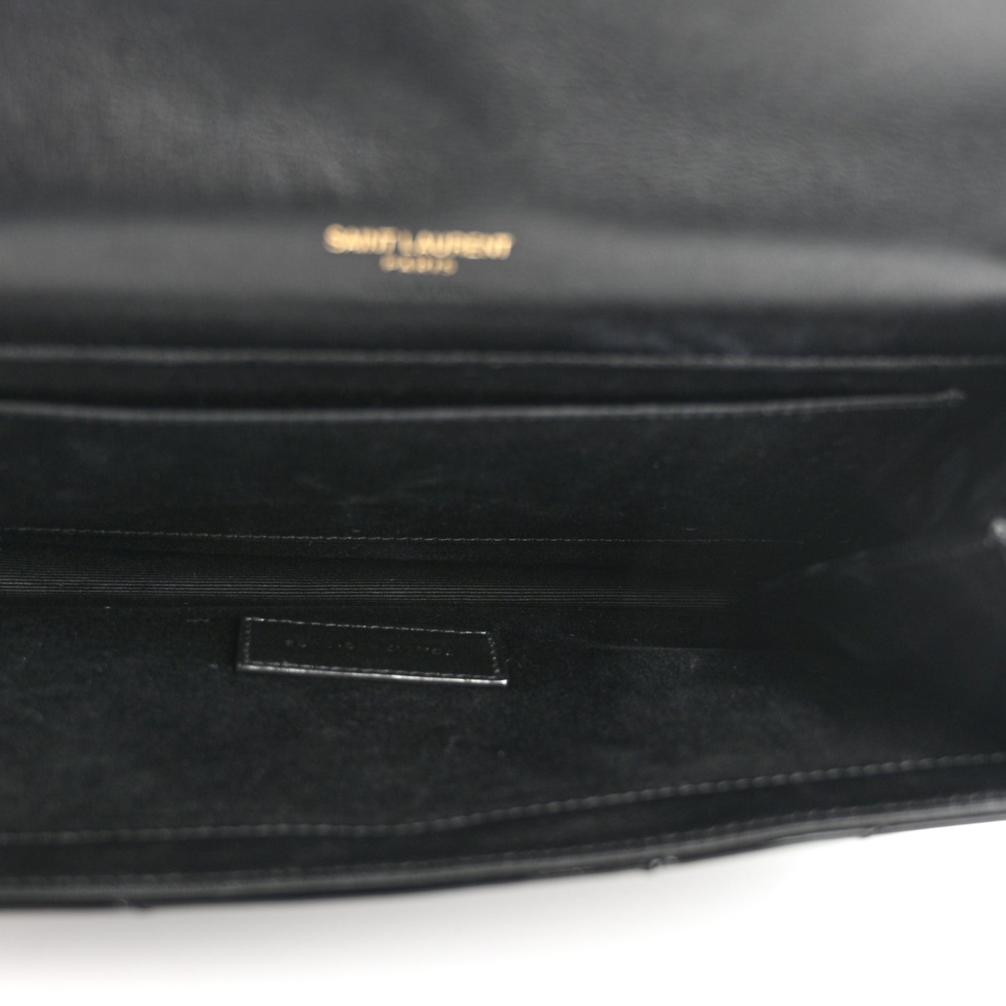 Patent Matelasse Chevron Monogram Envelope Clutch Black