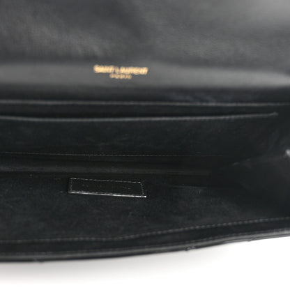 Saint Laurent Patent Matelasse Chevron Monogram Envelope Clutch Black 5 of 10