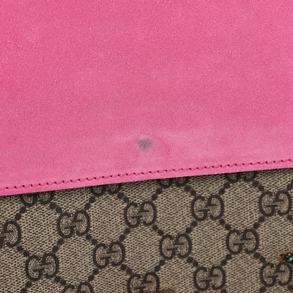 Gucci GG Supreme Monogram Suede Pierced Heart Embroidered Medium Dionysus Shoulder Bag Beige Ebony Pink Tropical Flower 13 of 14