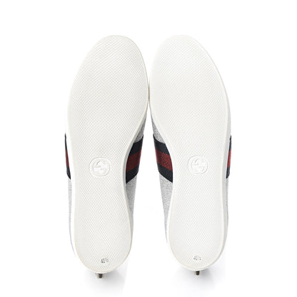 Gucci Glitter Fabric Studded Web Sneakers 40.5 Silver 5 of 10