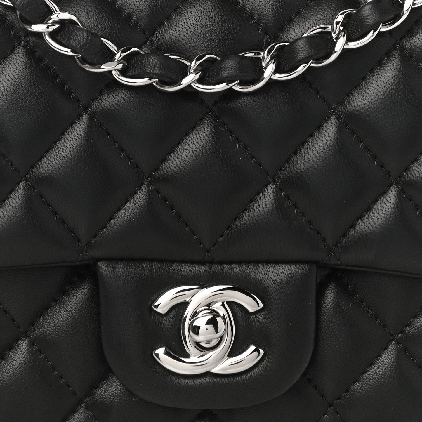 Lambskin Quilted Mini Square Flap Black