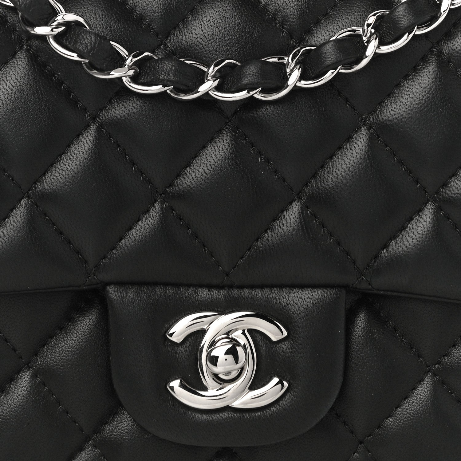 Chanel Lambskin Quilted Mini Square Flap Black 8 of 10