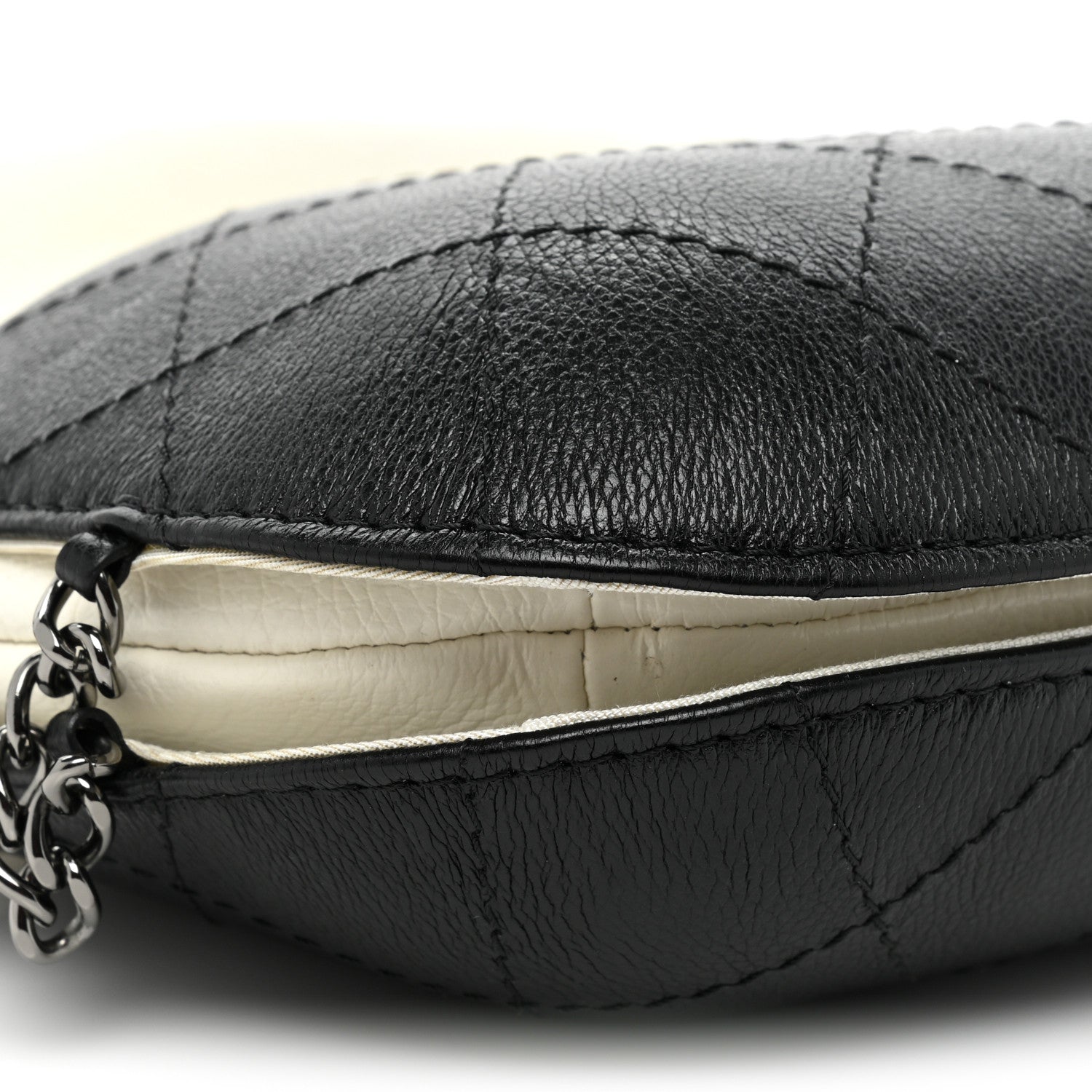 Chanel Aged Calfskin Quilted Small Gabrielle Bucket White Black 9 of 12