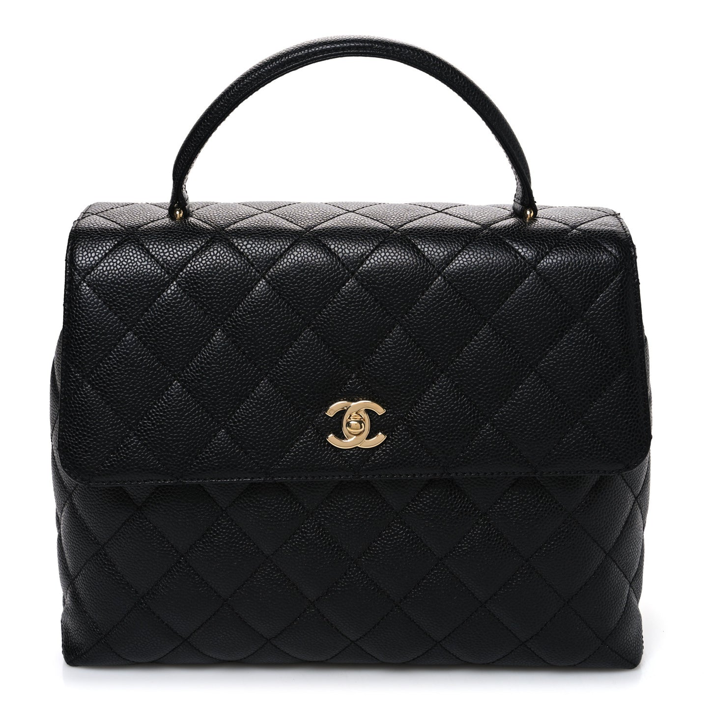 Caviar Quilted Jumbo Kelly Flap Black