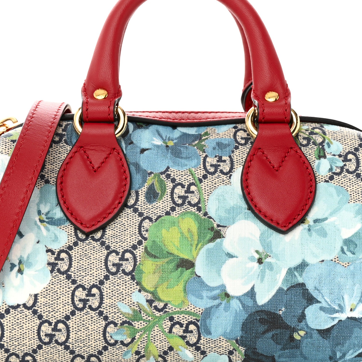 Gucci GG Supreme Monogram Blooms Mini Boston Navy Blue Hibiscus 9 of 11