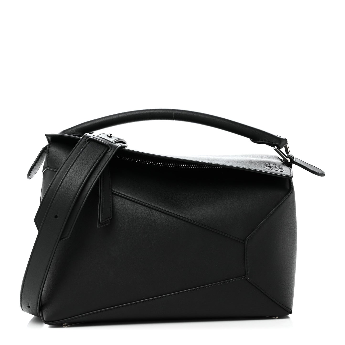 Calfskin Medium Puzzle Edge Bag Black