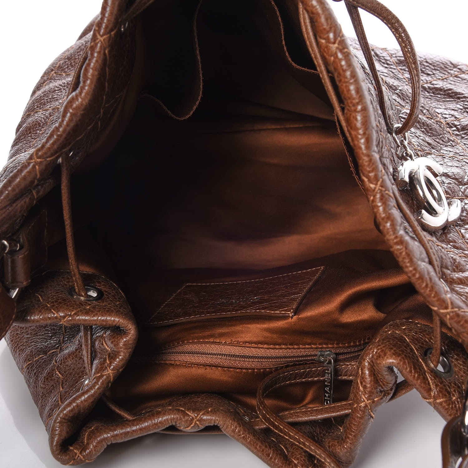 Chanel Glazed Calfskin On The Road Drawstring Tote Brown 5 of 7