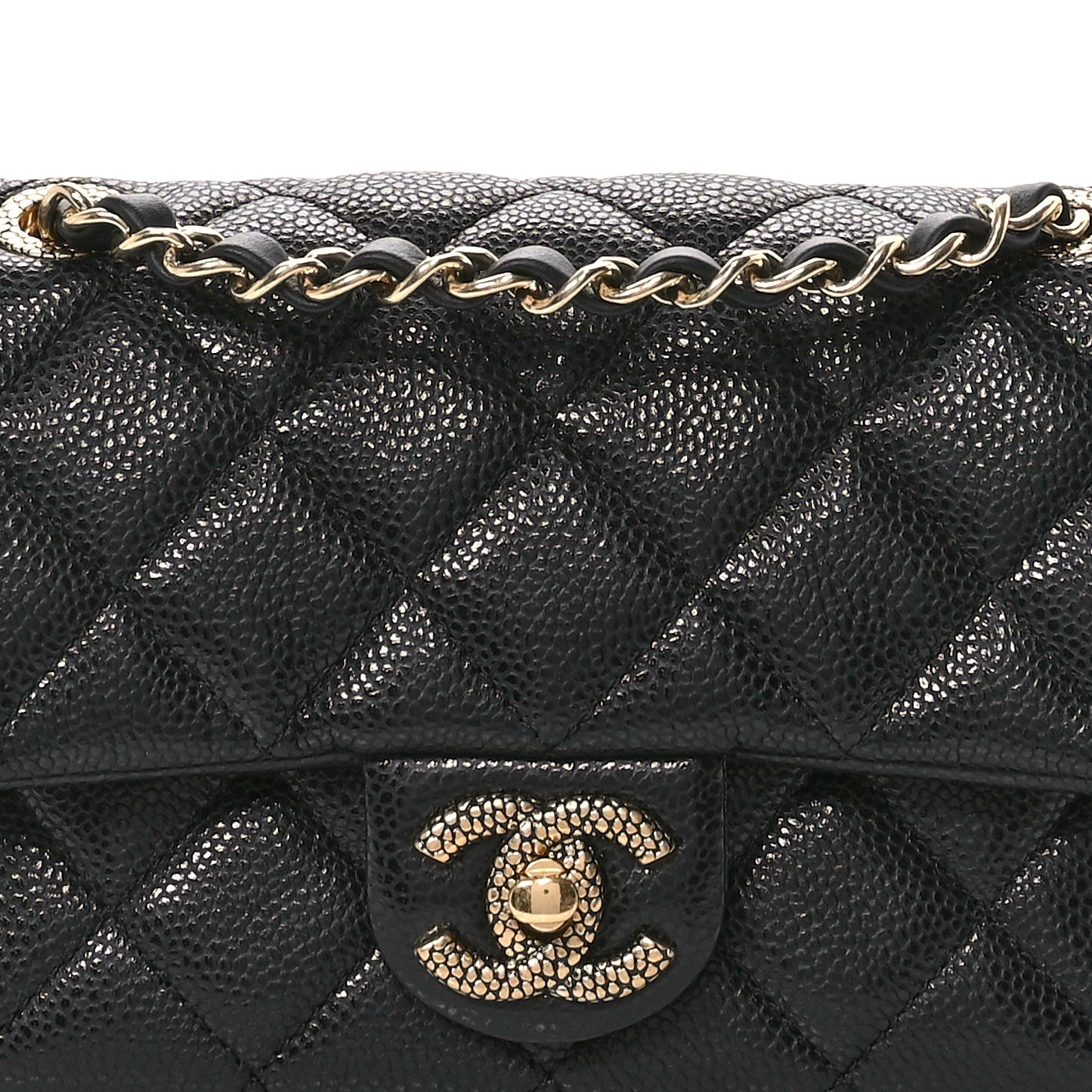 Grained Lambskin Quilted Mini Flap Black