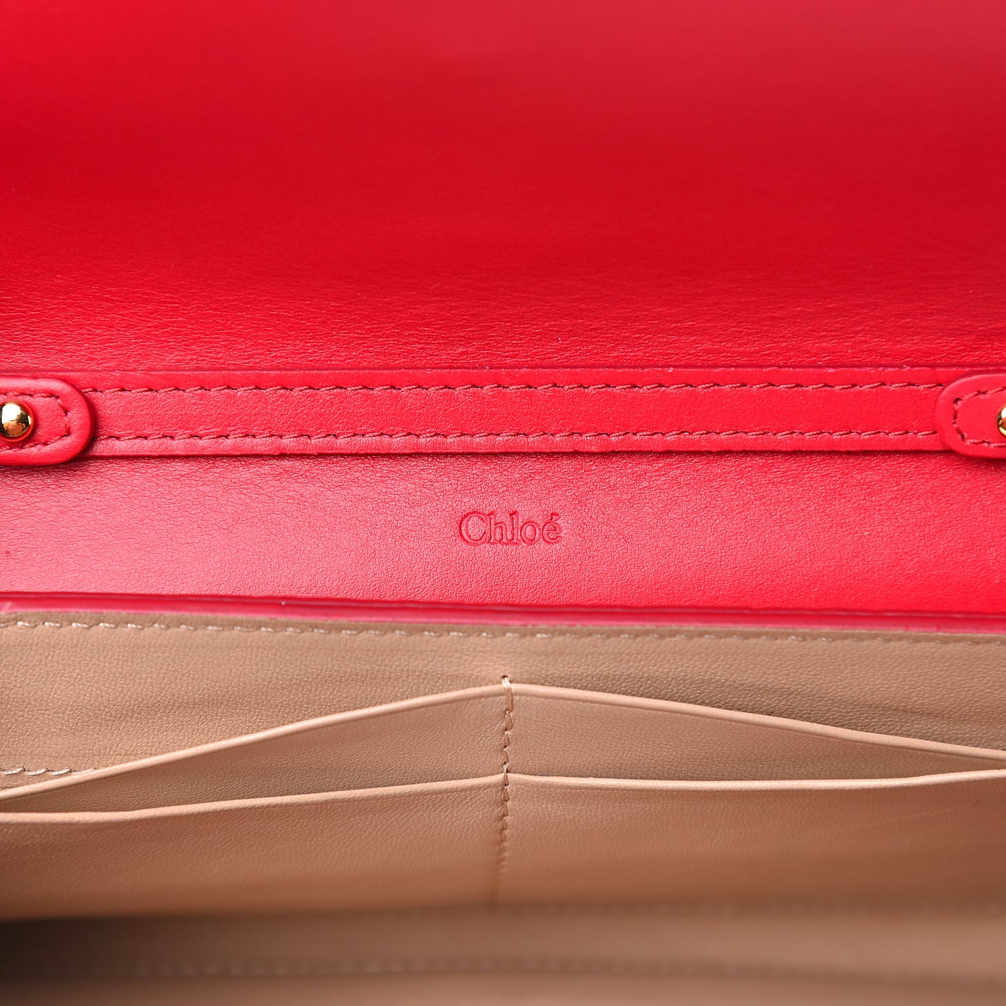 Shiny Grained Calfskin Aby Wallet on Chain Crimson Pink