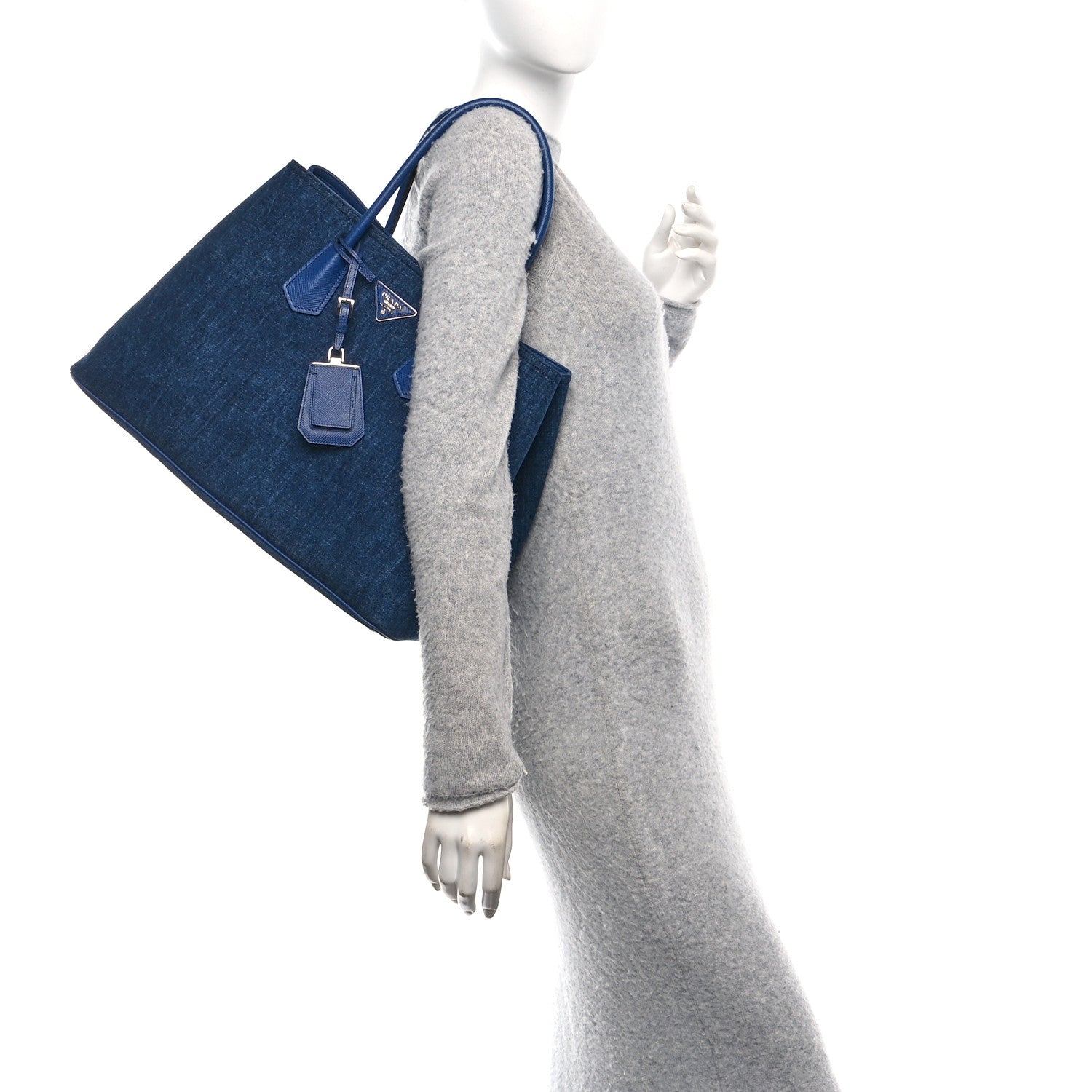 Prada Denim Large Double Bag Blue 2 of 11