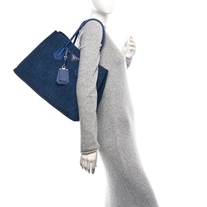 Prada Denim Large Double Bag Blue 2 of 11
