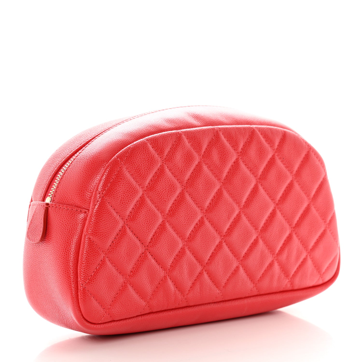 Chanel Caviar Quilted Double Zip Pouch Red 3 of 9