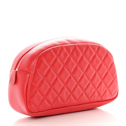 Chanel Caviar Quilted Double Zip Pouch Red 3 of 9