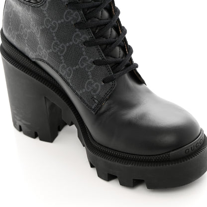 Gucci Apollo Calfskin GG Supreme Nappa Samoa Quilted Lace Up Ankle Boots 36 Black 12 of 12