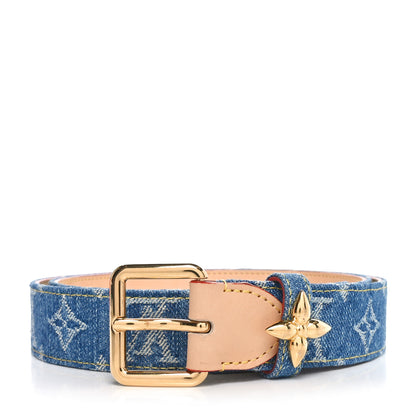 Louis Vuitton Denim Flowergram Ardillon 30mm Belt 90 36 Blue 1 of 3