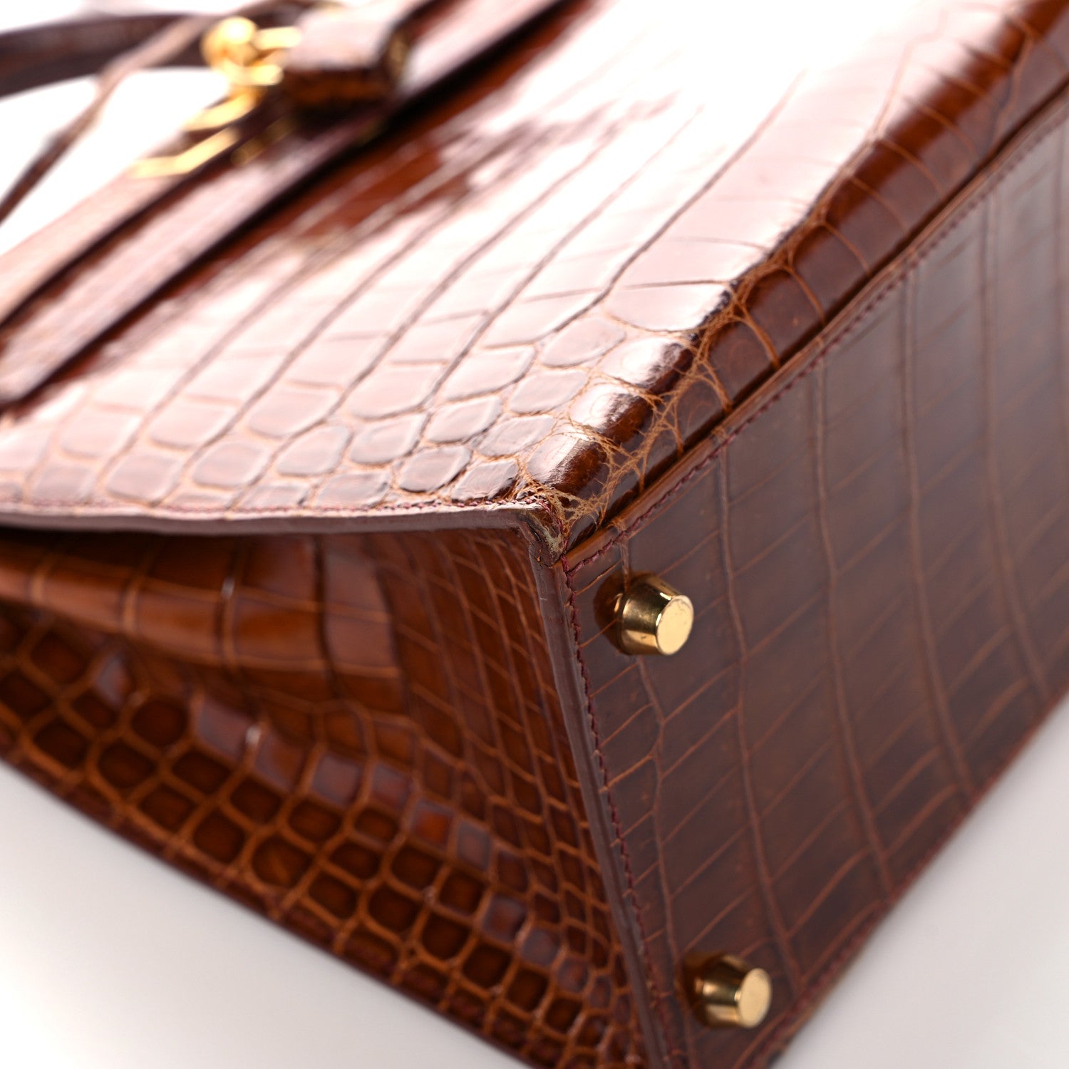 Hermes Shiny Niloticus Crocodile Kelly Sellier 28 Miel 9 of 34