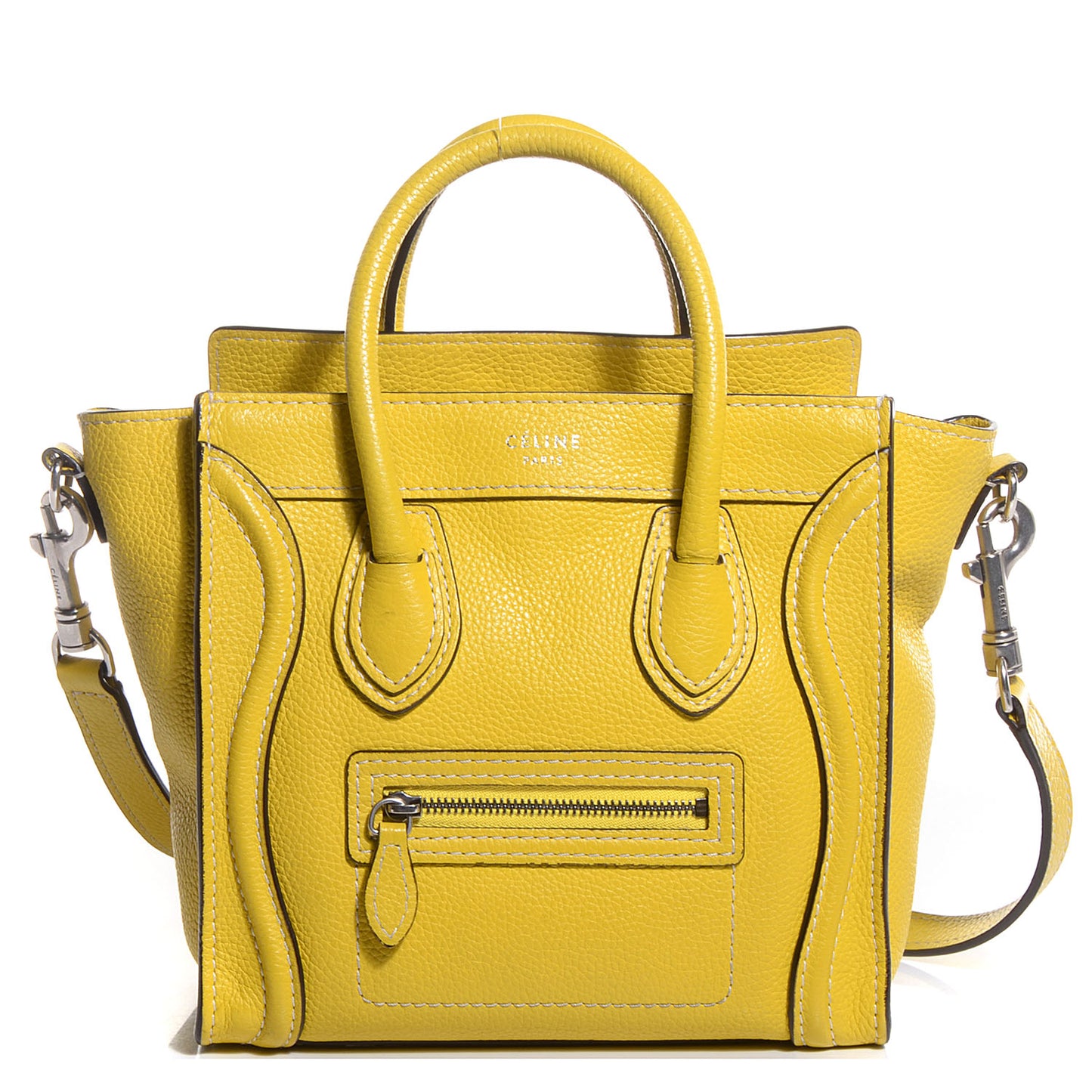 Drummed Calfskin Nano Luggage Citron