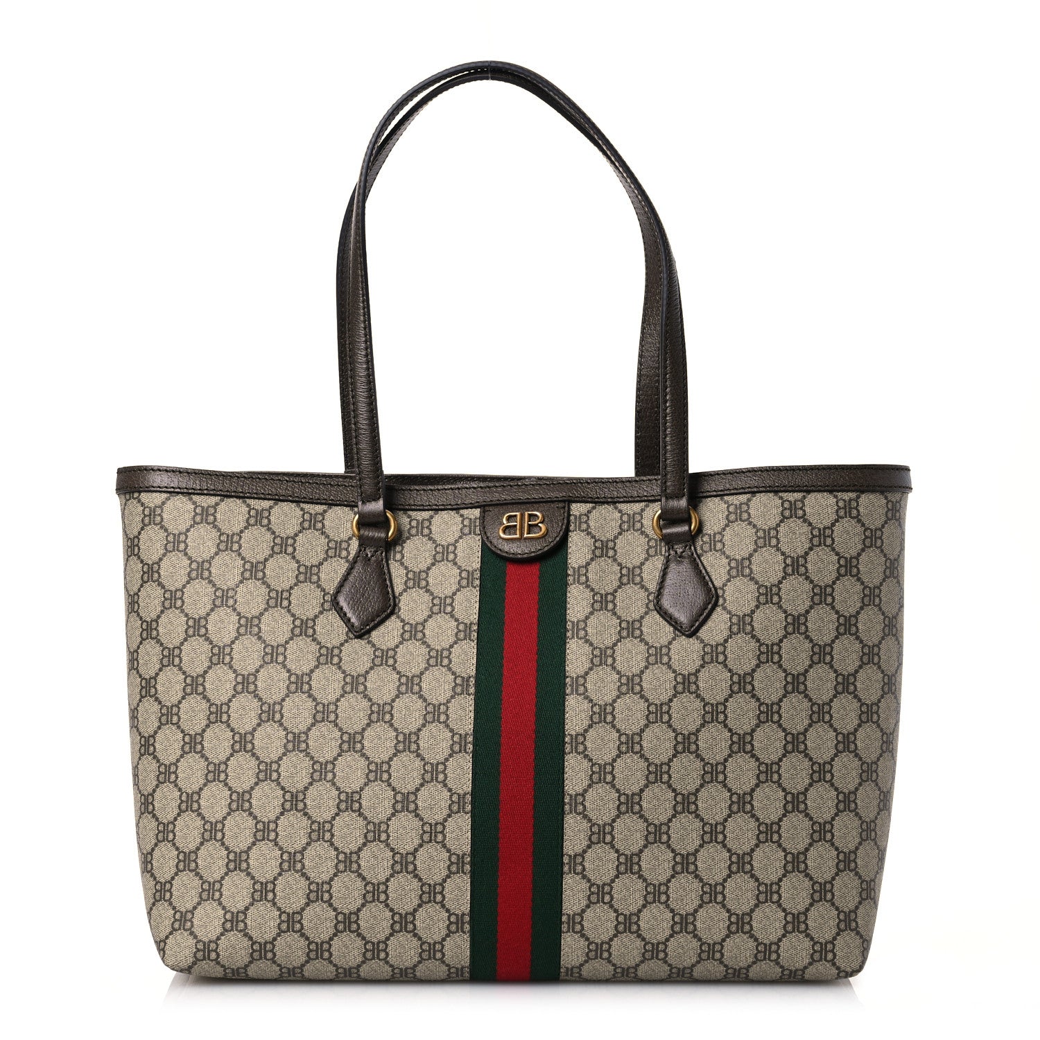 Gucci X BALENCIAGA BB Supreme Monogram Web Medium Ophidia Shopping Tote Beige New Acero 1 of 15