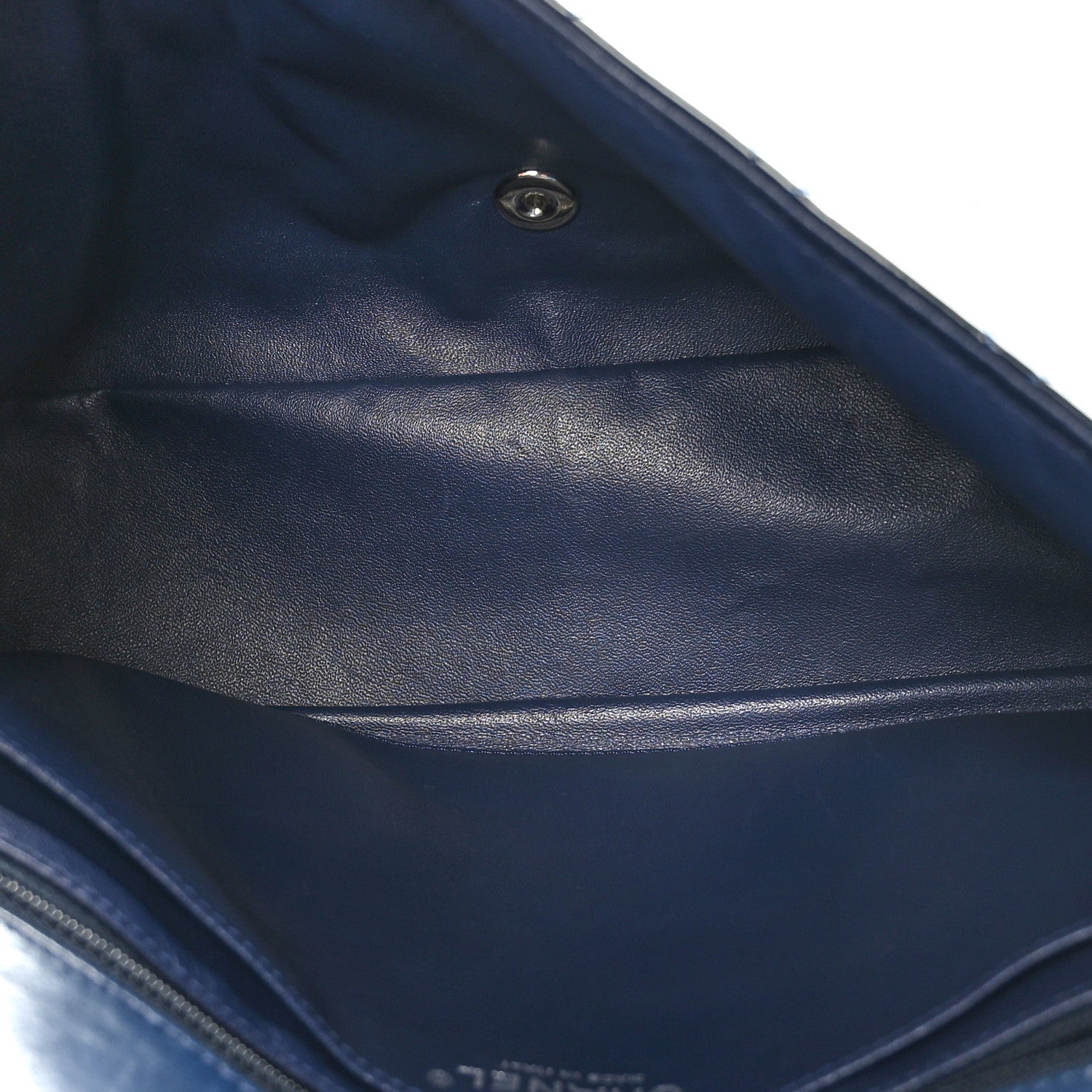Chanel Patent Quilted Maxi Single Flap Navy Blue 5 of 9