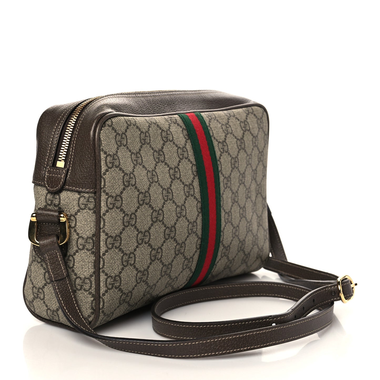 GG Supreme Monogram Web Small Ophidia Shoulder Bag Brown