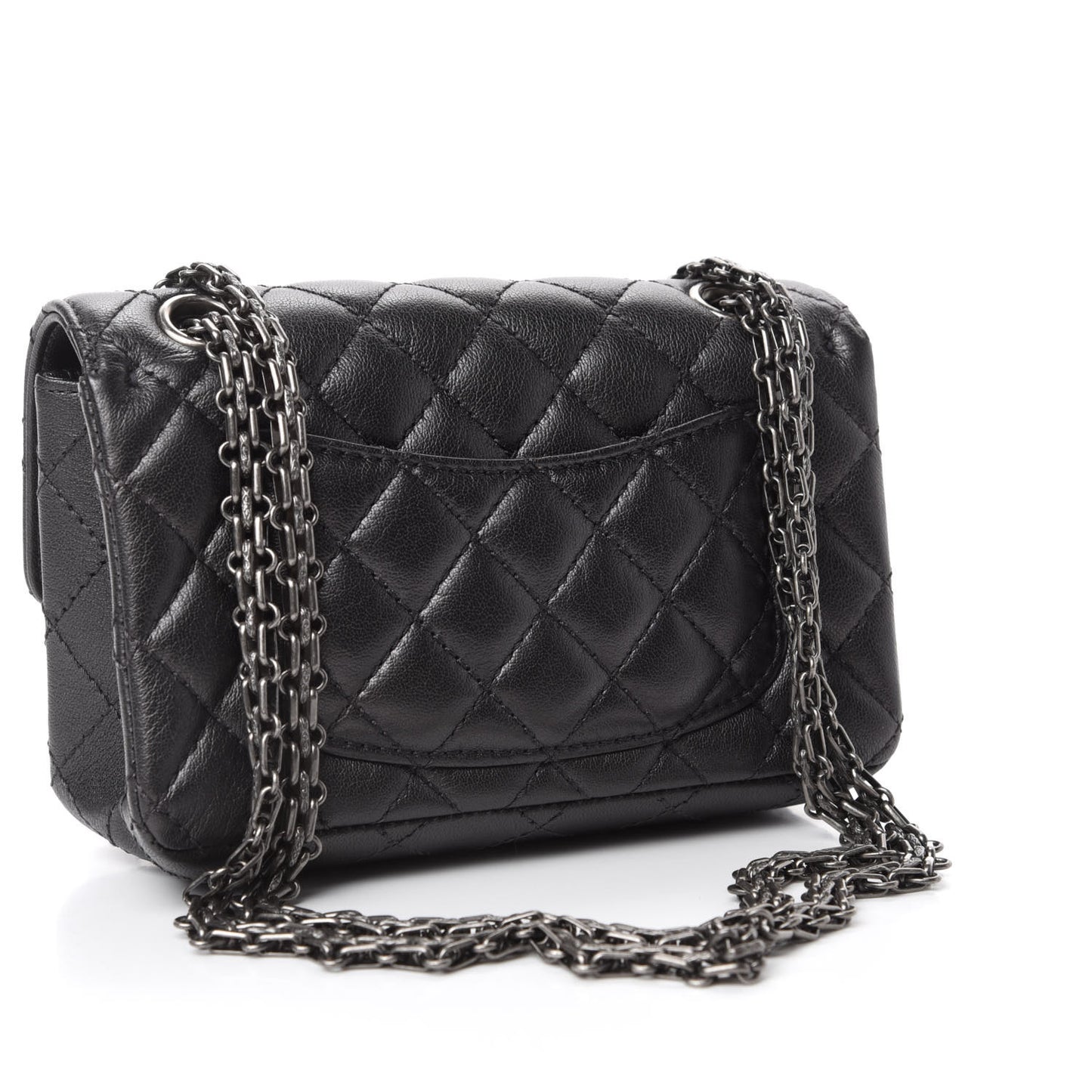 Goatskin Quilted 2.55 Reissue Mini Flap Dark Silver